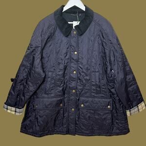 Barbour Beadnell Polarquilt Jacket Navy Fleece Lined Women Plus Size 2X NWT